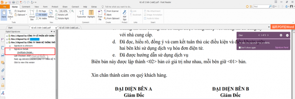 Xác định chứng thư số trên hợp đồng điện tử - 4